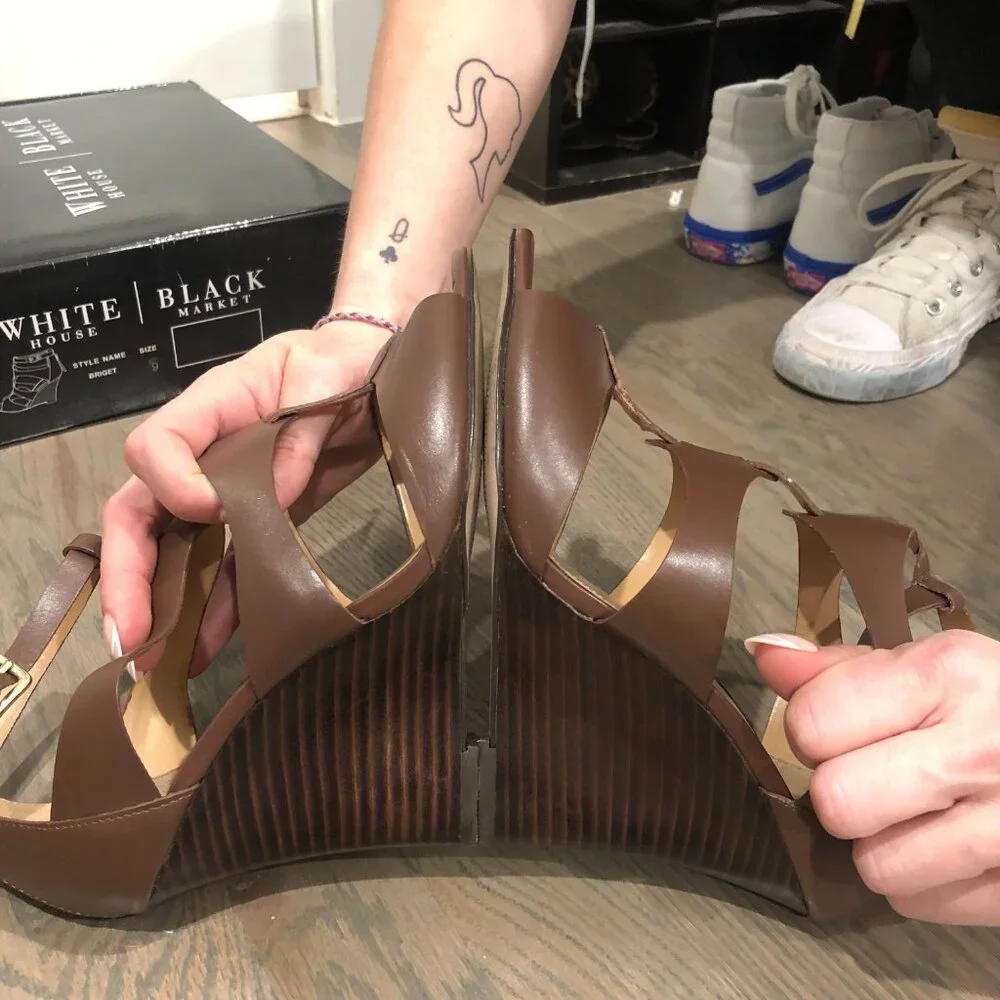 White House Black Market - Briget Wedge Heels - Sizing is 8.5 Right and 9 Left - Picture 2 of 6